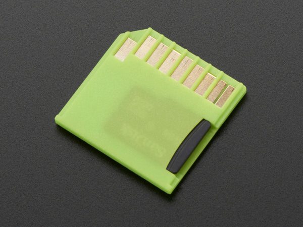 Green Shortening microSD adapter for Raspberry Pi & Macbooks