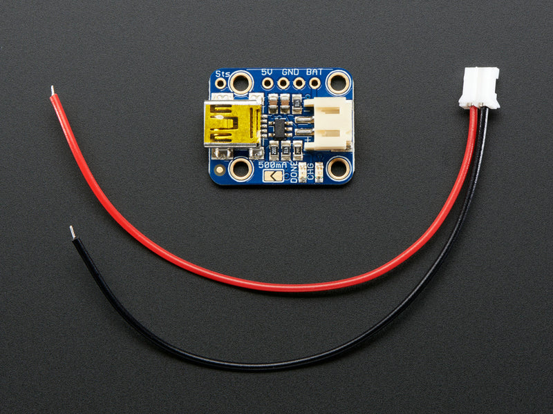 Adafruit Mini Lipo w/Mini-B USB Jack - USB LiIon/LiPoly charger