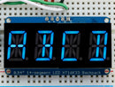 Quad Alphanumeric Display - Blue 0.54\" Digits w/ I2C Backpack
