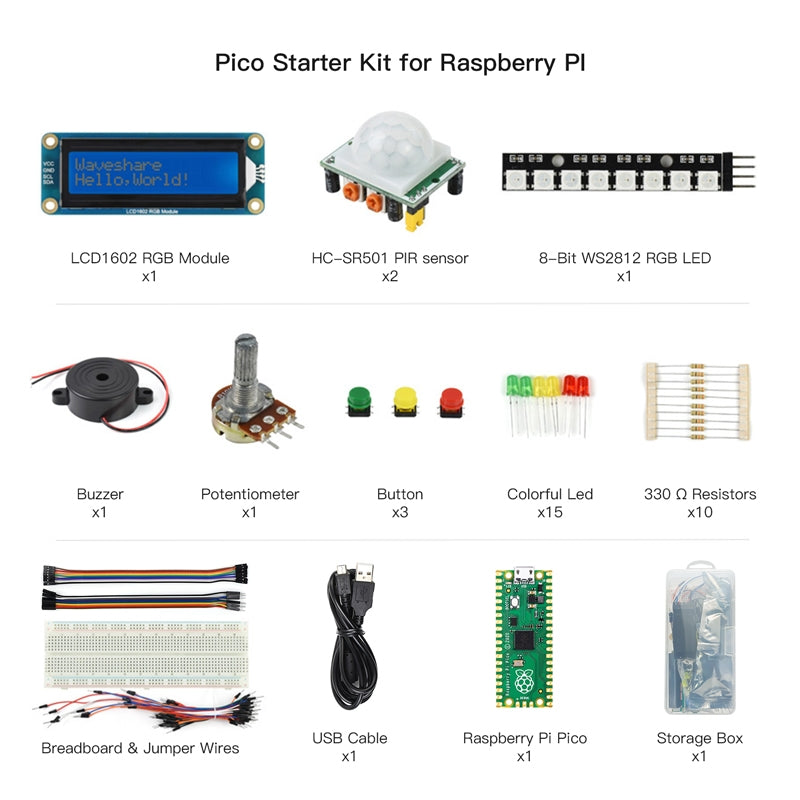  Raspberry PI Pico Basic Starter Kit With 25 Lessons