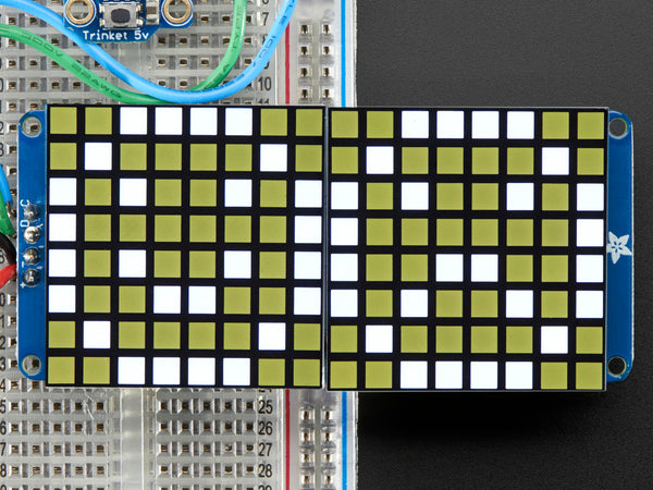 16x8 1.2\" LED Matrix + Backpack - Ultra Bright Square White LEDs
