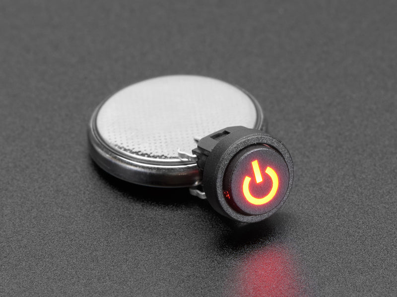 Mini Illuminated Momentary Pushbutton - Red Power Symbol