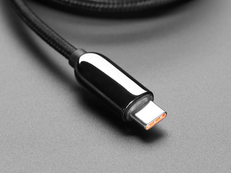 Black Woven USB A to USB C Cable with 66W Watt Display - 1 meter