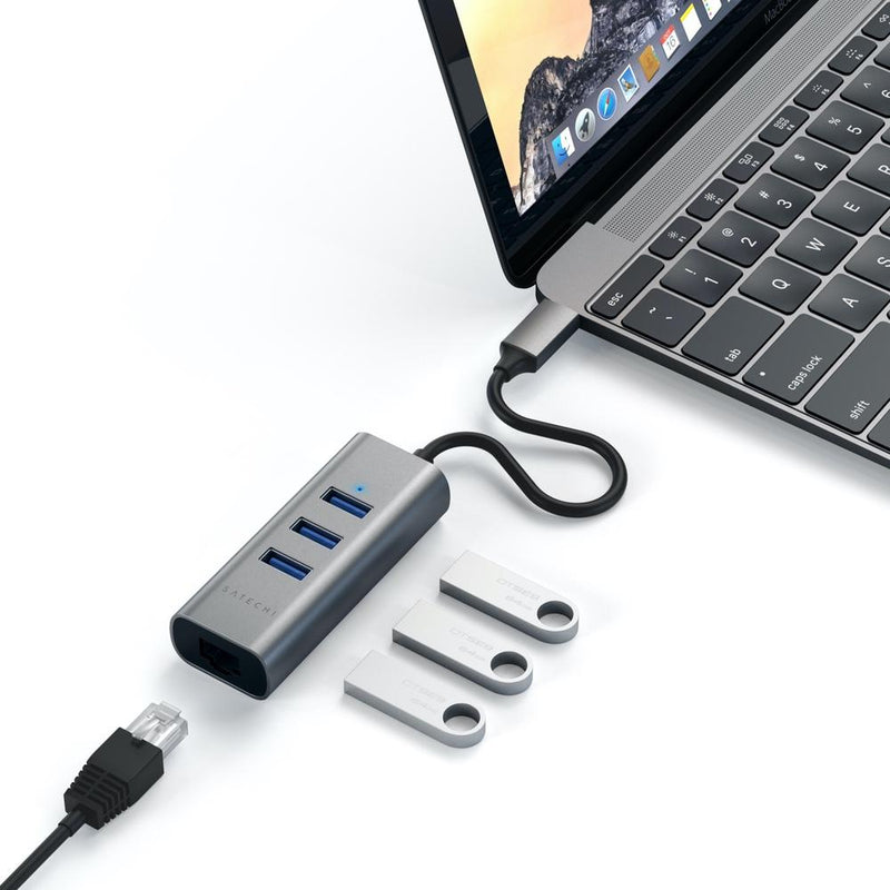 Satechi USB-C 2-in-1 USB 3. 3-Port Hub & Ethernet - Buy - Pakronics®- STEM Educational kit supplier Australia- coding - robotics
