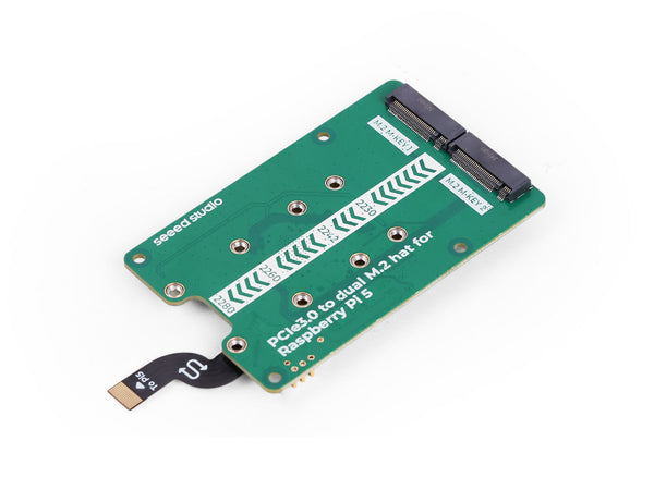 PCIe3.0 Switch to dual M.2 hat for Raspberry Pi 5, Support NVMe SSD, Support Hailo8/8L