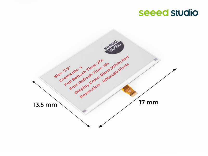 7.5\" Tri-Color eInk / ePaper Display with 800x480 Pixels, SPI interface, Support XIAO
