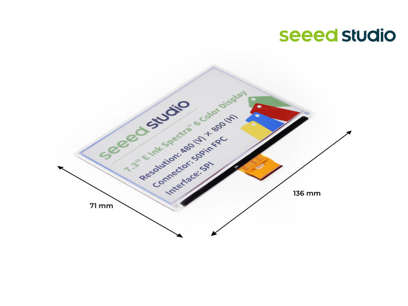 7.3\" spectra 6 E-Ink / ePaper Display with 800x480 Pixels, SPI interface, Support XIAO/Arduino