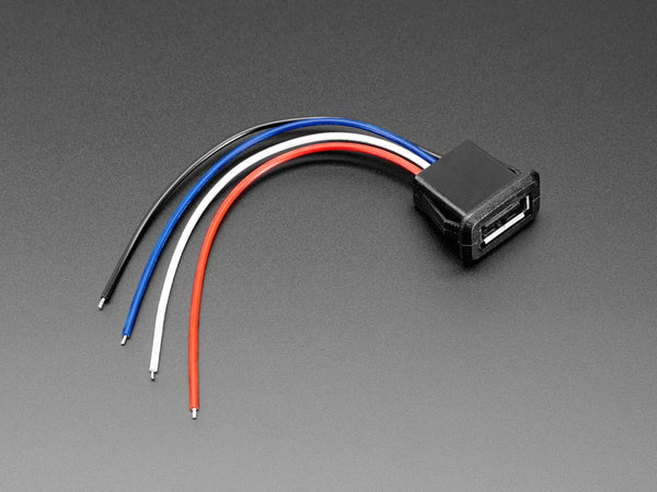 Snap-In Panel Mount Cable - USB Type A Socket to 4 Wires