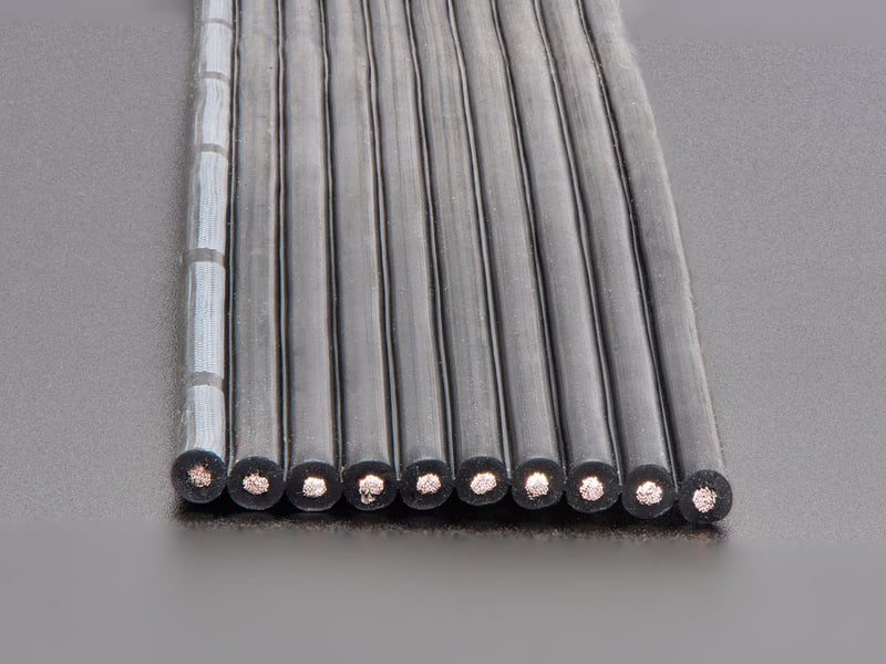Silicone Cover Stranded-Core Ribbon Cable - 10 Wires - 22 AWG