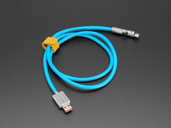 Blue USB Type C to USB A Cable with 540 Degree Rotating End
