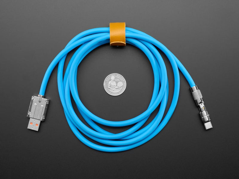 Blue USB Type C to USB A Cable with 540 Degree Rotating End