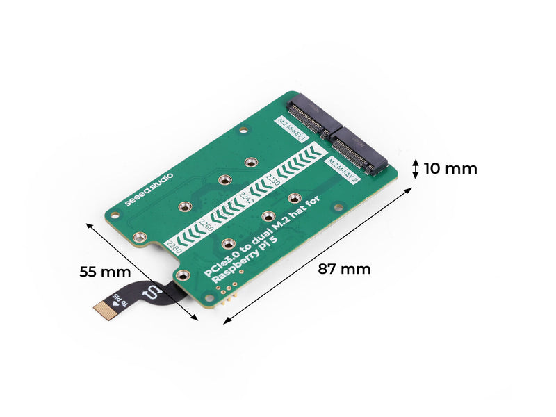 PCIe3.0 Switch to dual M.2 hat for Raspberry Pi 5, Support NVMe SSD, Support Hailo8/8L