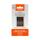 Cygnett AAA USB-C Rechargeable Li-ion Battery 4Pk (Black)