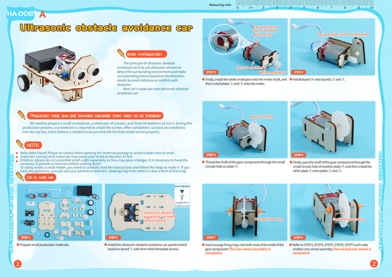 DIY - Ultrasonic Obstacle Avoidance Car Kits for school