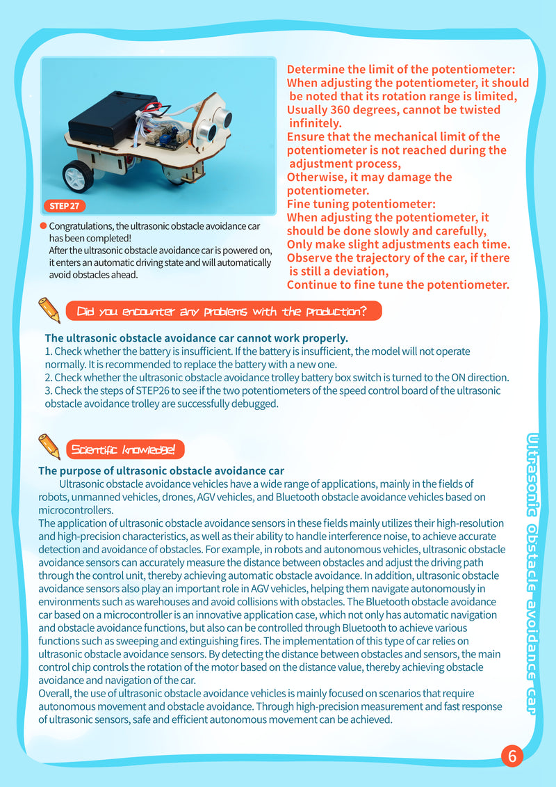 DIY - Ultrasonic Obstacle Avoidance Car Kits for school