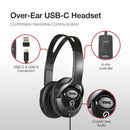 Shintaro USB-C Over-Ear Headset w/ In-Line Mic, Volume Control, USB-C to USB-A Adapter, 40mm Drivers for iPad, Tablets, Chromebooks, Laptops