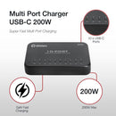 Shintaro 200W 10-Port GaN USB-C Charger - Simultaneous Fast Charging for iPads, Tablets, Smartphones with Smart Cooling and Protection