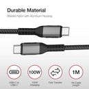 Shintaro USB-C Charge Cable 1m, Aluminium head, braid, support Max 20V5A, 100W charging, Emark IC, 480Mbps data.