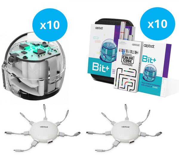 Ozobot Bit+ Kit of 10 with 2 Chargers