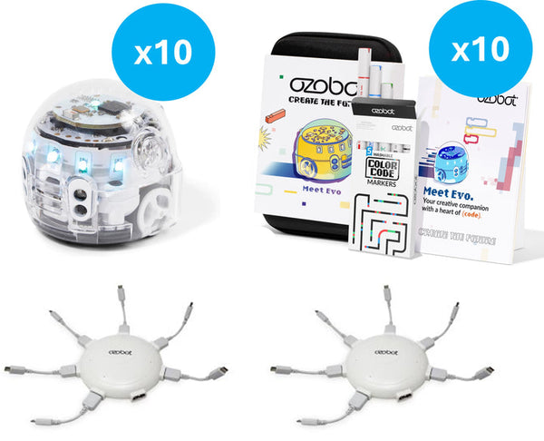 Ozobot Evo Kit of 10 with 2 Chargers