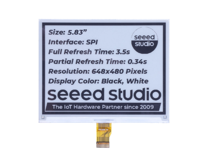 5.83" Monochrome ePaper Display with 648x480 Pixels