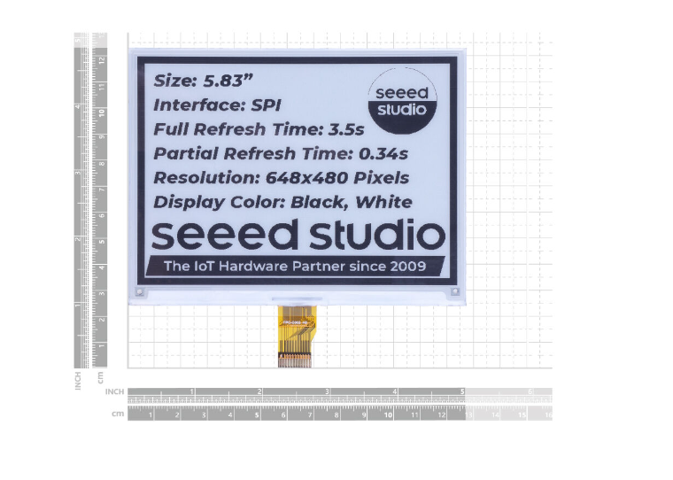 5.83" Monochrome ePaper Display with 648x480 Pixels