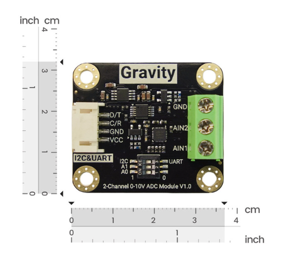 Gravity: 0-10V 15-Bit Dual-Channel High-Precision ADC Module for Arduino / Raspberry Pi / ESP32