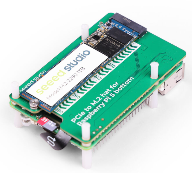 PCIe to M.2 hat for Raspberry Pi 5, Support NVMe SSD, Support Hailo8/8L