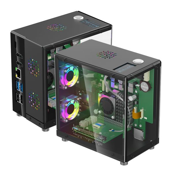 Mini PC Case With 1.3” OLED Screen For Raspberry Pi 5