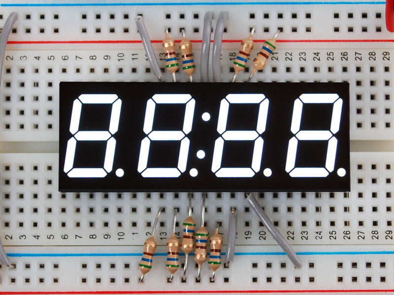 White 7-segment clock display - 0.56\" digit height