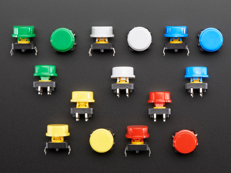 Colorful Round Tactile Button Switch Assortment - 15 pack