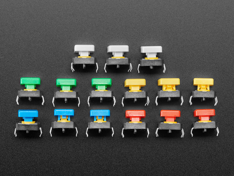 Colorful 12mm Square Tactile Button Switch Assortment - 15 pack