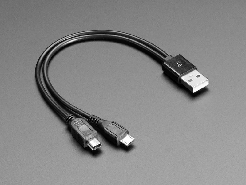 USB cable - 8\" A to Mini B Charging and Micro B Data