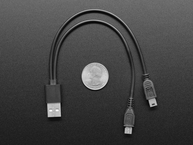 USB cable - 8\" A to Mini B Charging and Micro B Data
