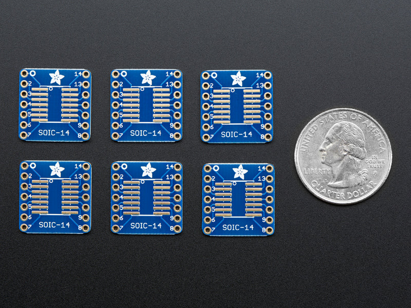 SMT Breakout PCB for SOIC-14 or TSSOP-14 - 6 Pack!