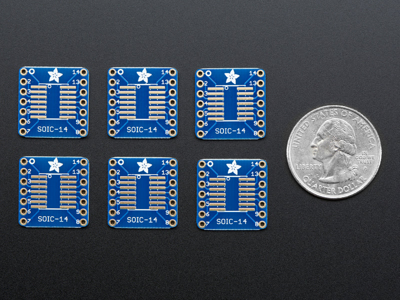 SMT Breakout PCB for SOIC-14 or TSSOP-14 - 6 Pack!