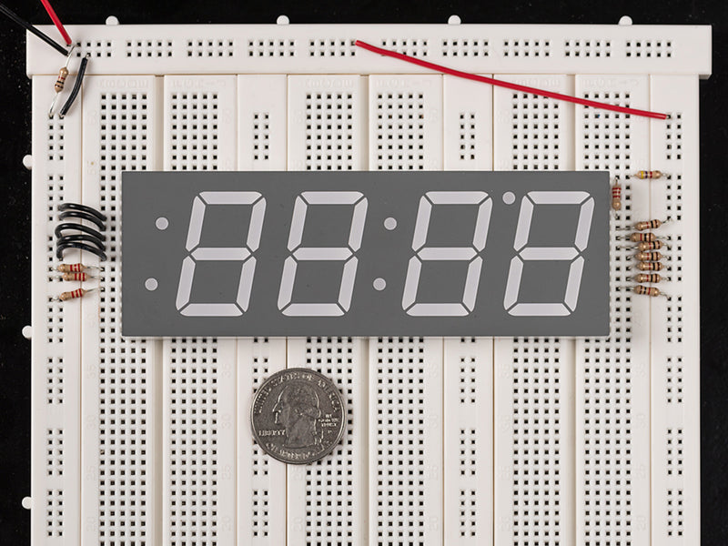 Yellow 7-segment clock display - 1.2\" digit height