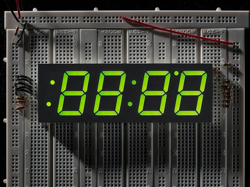 Green 7-segment clock display - 1.2\" digit height
