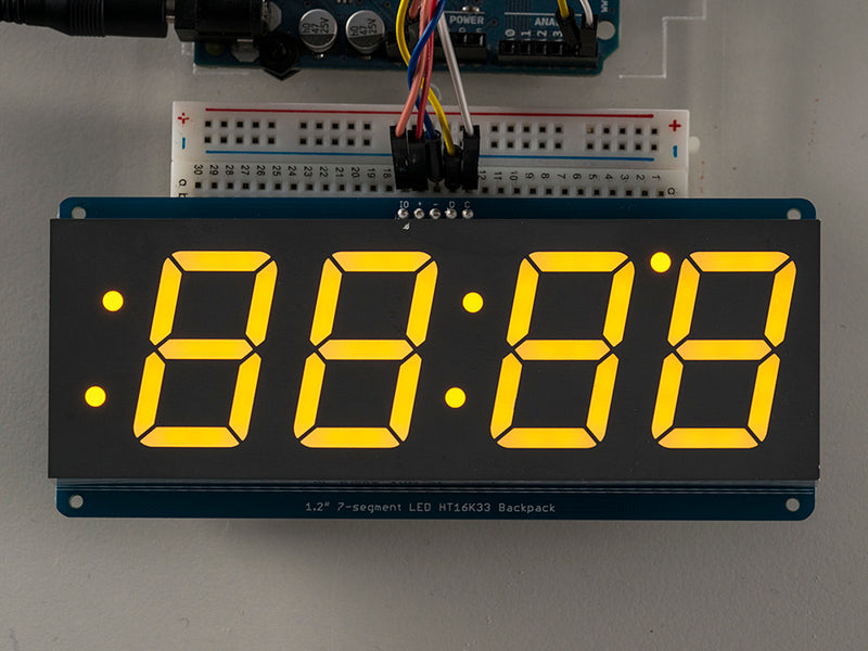 Adafruit 1.2\" 4-Digit 7-Segment Display w/I2C Backpack - Yellow