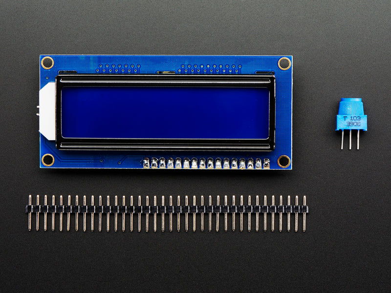 Assembled Standard LCD 16x2 + extras - White on Blue