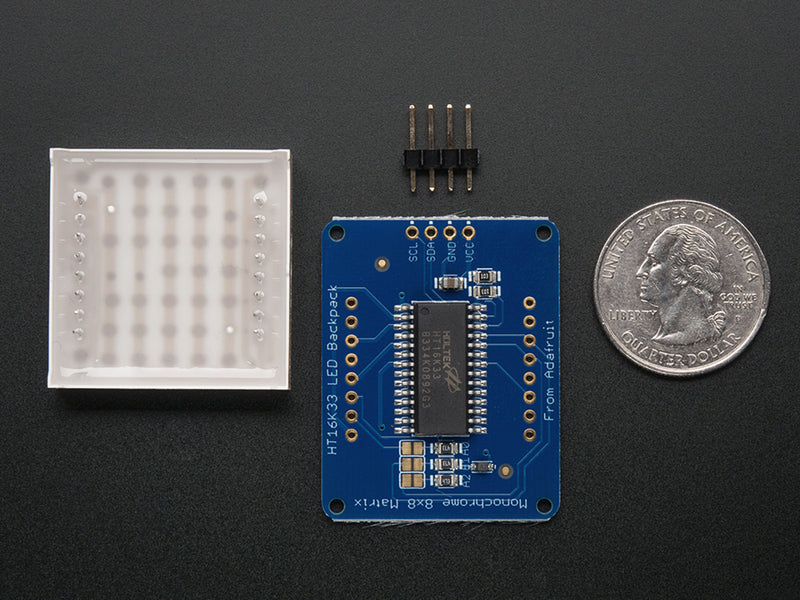 Adafruit Small 1.2\" 8x8 LED Matrix w/I2C Backpack - Pure Green