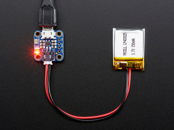 Adafruit Micro-Lipo Charger for LiPo/LiIon Batt w/MicroUSB Jack