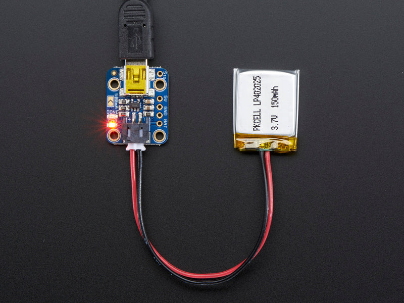 Adafruit Mini Lipo w/Mini-B USB Jack - USB LiIon/LiPoly charger