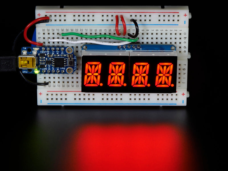 Quad Alphanumeric Display - Red 0.54\" Digits w/ I2C Backpack