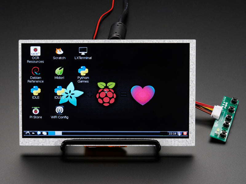 HDMI 4 Pi: 7\" Display (no Touch) w/Mini Driver - 800x480 HDMI