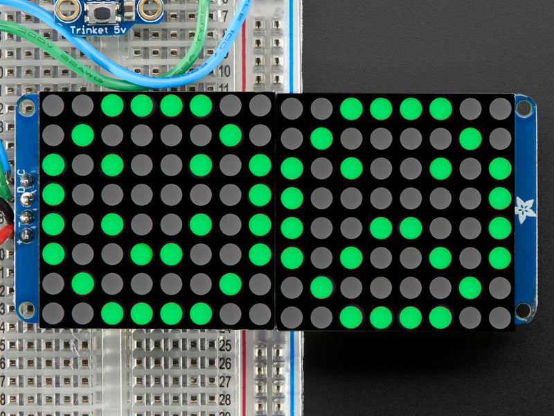 16x8 1.2\" LED Matrix + Backpack - Ultra Bright Round Green LEDs