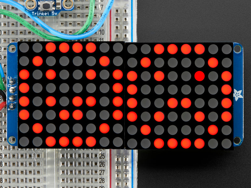 16x8 1.2\" LED Matrix + Backpack - Ultra Bright Round Red LEDs