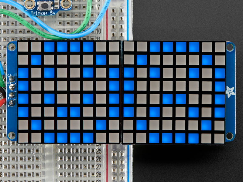 16x8 1.2\" LED Matrix + Backpack - Ultra Bright Square Blue LEDs