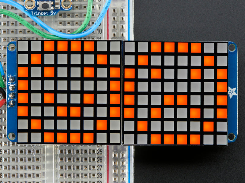 16x8 1.2\" LED Matrix + Backpack - Ultra Bright Square Amber LEDs