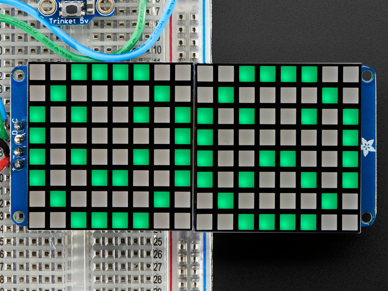 16x8 1.2\" LED Matrix + Backpack - Ultra Bright Square Green LEDs